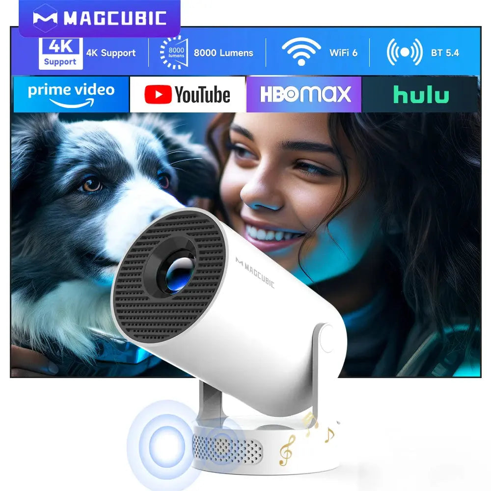 Magcubic HY300 Pro + Ultra Projector 4K 720P Android 11 with WiFi 6 BT5.4 Auto Vertical Keystone 5W Speaker for Home Outdoor HortonBe