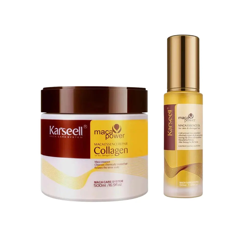 arseell Collagen Hair Treatment Deep Repair Hair Mask 500ml + Argan Oil Hair Serum 50ml for Dry Damaged Hair All Hair Types HortonBe