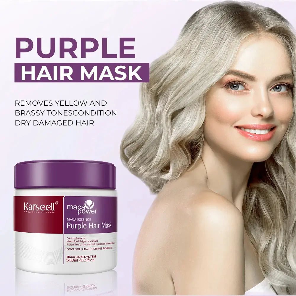 Karseell 500ml Purple Hair Mask Professional Neutralizes Brass Yellow Tones For Blonde Silver Gray Highlighted Hair HortonBe