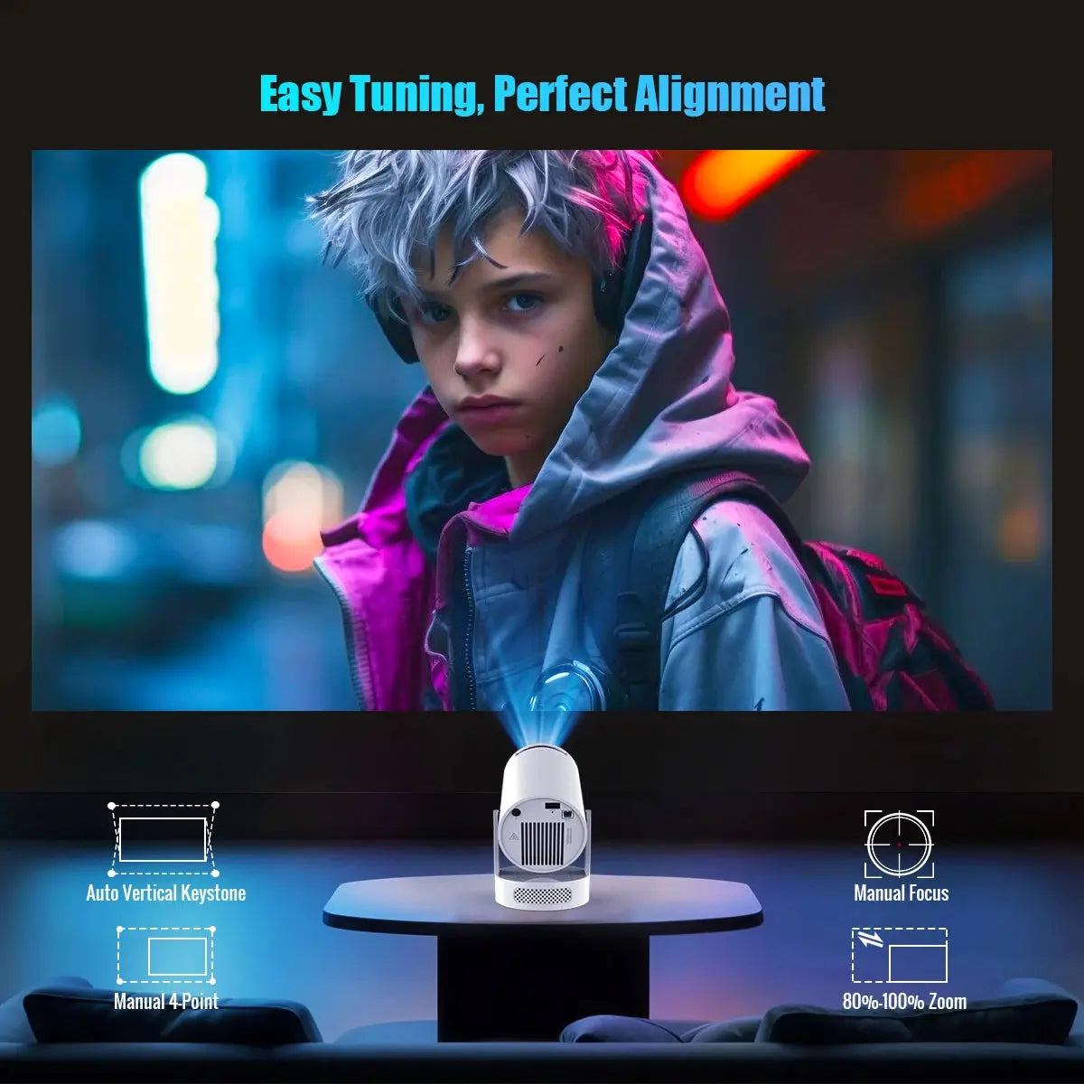 Magcubic HY300 Pro + Ultra Projector 4K 720P Android 11 with WiFi 6 BT5.4 Auto Vertical Keystone 5W Speaker for Home Outdoor HortonBe