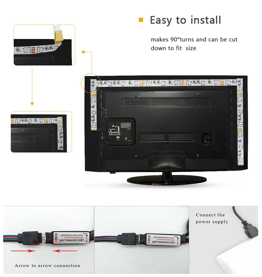 Led Strip Lights Music Sync RGB LED Lights Bluetooth APP Control USB 5V Flexible Lamp Tape for TV Backlight Room Party Decoratio (Copy) - HortonBe