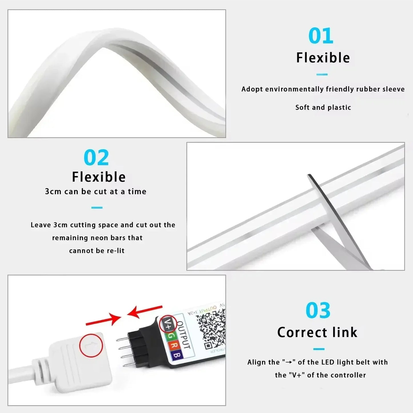 DC5V USB RGB Neon LED Strip Light 1/2/3/5M IP65 Waterproof Neon Strip Bluetooth App and Remote Control For Neon Decortion Light - HortonBe