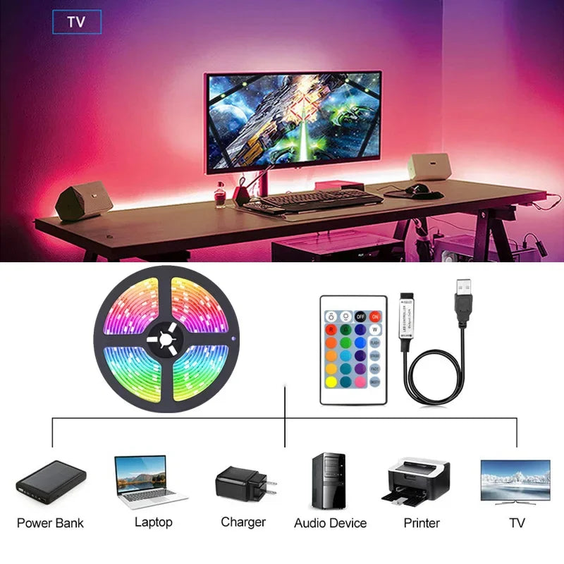 Led Strip Lights Music Sync RGB LED Lights Bluetooth APP Control USB 5V Flexible Lamp Tape for TV Backlight Room Party Decoratio (Copy) - HortonBe