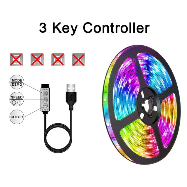 Led Strip Lights Music Sync RGB LED Lights Bluetooth APP Control USB 5V Flexible Lamp Tape for TV Backlight Room Party Decoratio (Copy) - HortonBe