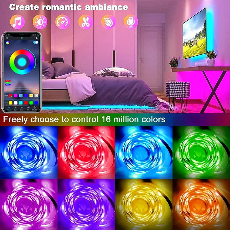 Led Strip Lights Music Sync RGB LED Lights Bluetooth APP Control USB 5V Flexible Lamp Tape for TV Backlight Room Party Decoratio (Copy) - HortonBe