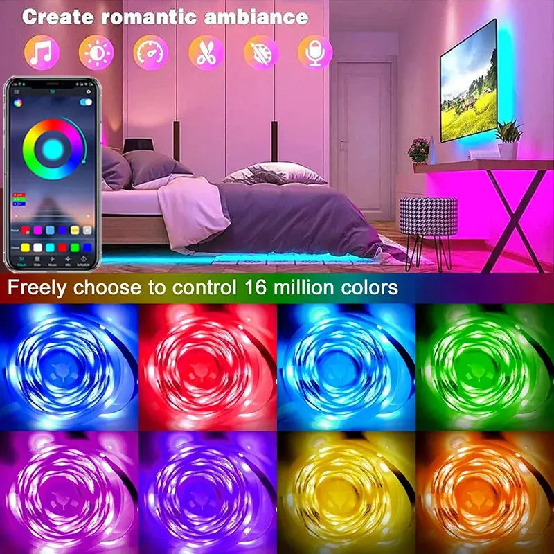 Led Strip Lights Music Sync RGB LED Lights Bluetooth APP Control USB 5V Flexible Lamp Tape for TV Backlight Room Party Decoratio (Copy) - HortonBe