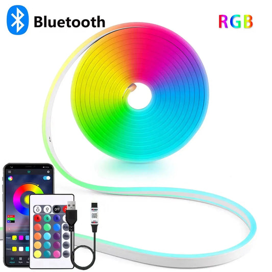 DC5V USB RGB Neon LED Strip Light 1/2/3/5M IP65 Waterproof Neon Strip Bluetooth App and Remote Control For Neon Decortion Light - HortonBe