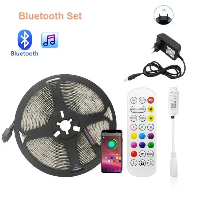 LED Strip Lights 5050 RGB LED Lights Waterproof Flexible Lamp Tape Ribbon Luces Smart Led Lighting Room Decoration EU Plug - HortonBe