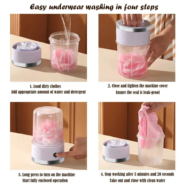 New Wireless Washing Machine Portable Travel Underwear And Socks Laundry Bucket,  Charging Mini Clothes Washing Cup 2-speed Time HortonBe