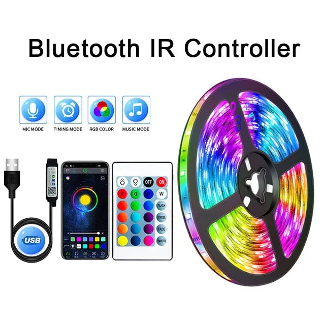 Led Strip Lights Music Sync RGB LED Lights Bluetooth APP Control USB 5V Flexible Lamp Tape for TV Backlight Room Party Decoratio (Copy) - HortonBe