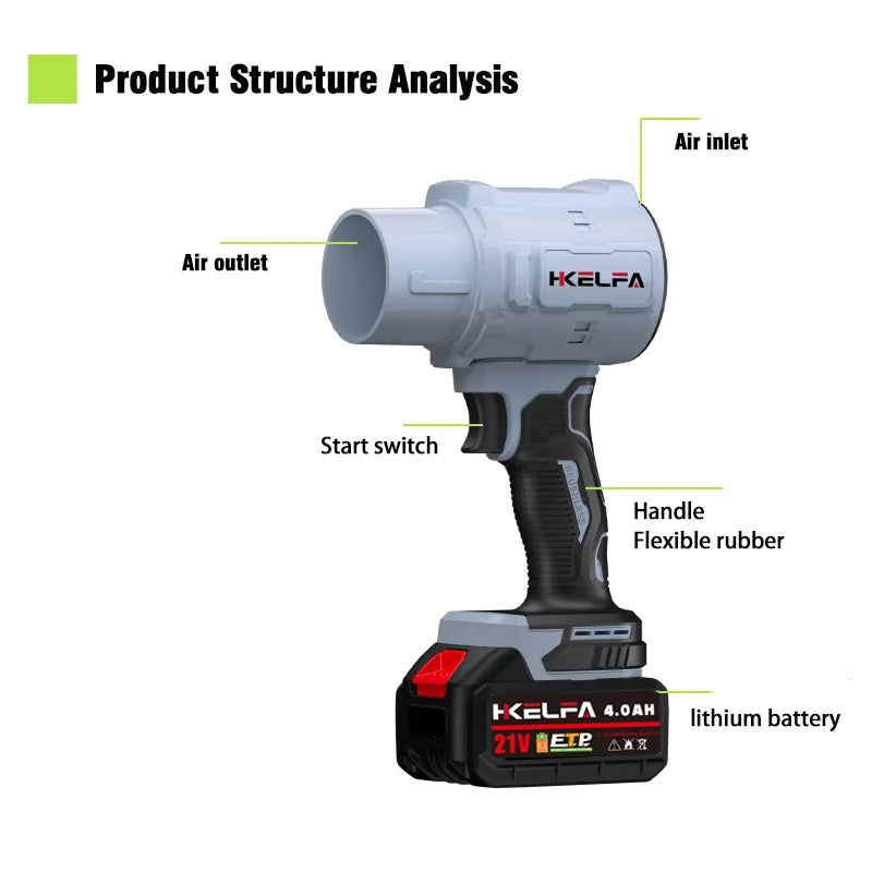 HKELFA 2000W Turbo Jet Fan Electric Turbo Blowers Jet Fan 200M/S Violent Air Blower Car Dryer Dust Blowing Power Tool