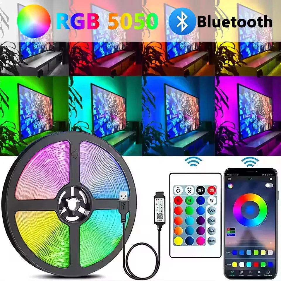 Led Strip Lights Music Sync RGB LED Lights Bluetooth APP Control USB 5V Flexible Lamp Tape for TV Backlight Room Party Decoratio (Copy) - HortonBe