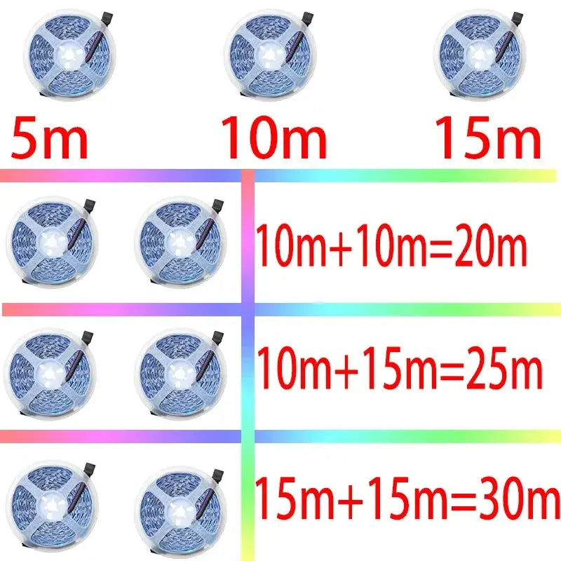 LED Strip RGBIC 5050 WS2812b Bluetooth App Control Chasing Effect Lights Flexible Tape Diode Ribbon TV BackLight Room Decorate - HortonBe