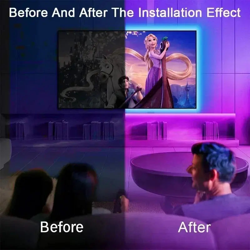 LED Strip RGBIC 5050 WS2812b Bluetooth App Control Chasing Effect Lights Flexible Tape Diode Ribbon TV BackLight Room Decorate - HortonBe