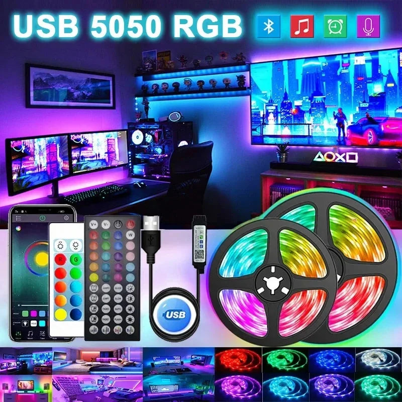 Led Strip Lights Music Sync RGB LED Lights Bluetooth APP Control USB 5V Flexible Lamp Tape for TV Backlight Room Party Decoratio (Copy) - HortonBe
