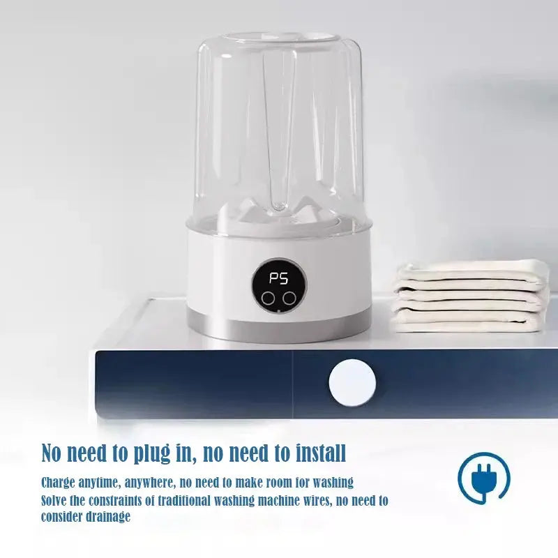 New Wireless Washing Machine Portable Travel Underwear And Socks Laundry Bucket,  Charging Mini Clothes Washing Cup 2-speed Time HortonBe