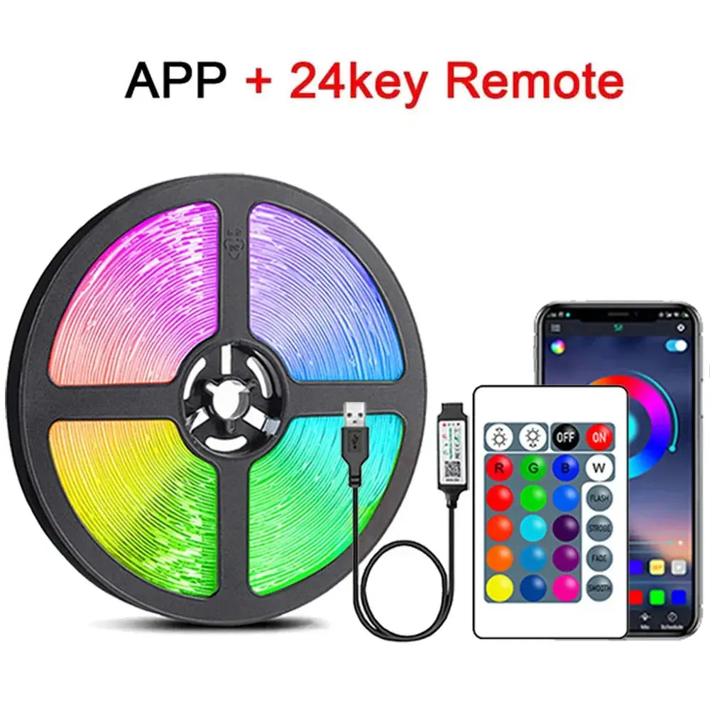 LED Strip RGBIC 5050 WS2812b Bluetooth App Control Chasing Effect Lights Flexible Tape Diode Ribbon TV BackLight Room Decorate - HortonBe