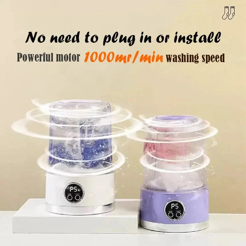New Wireless Washing Machine Portable Travel Underwear And Socks Laundry Bucket,  Charging Mini Clothes Washing Cup 2-speed Time HortonBe