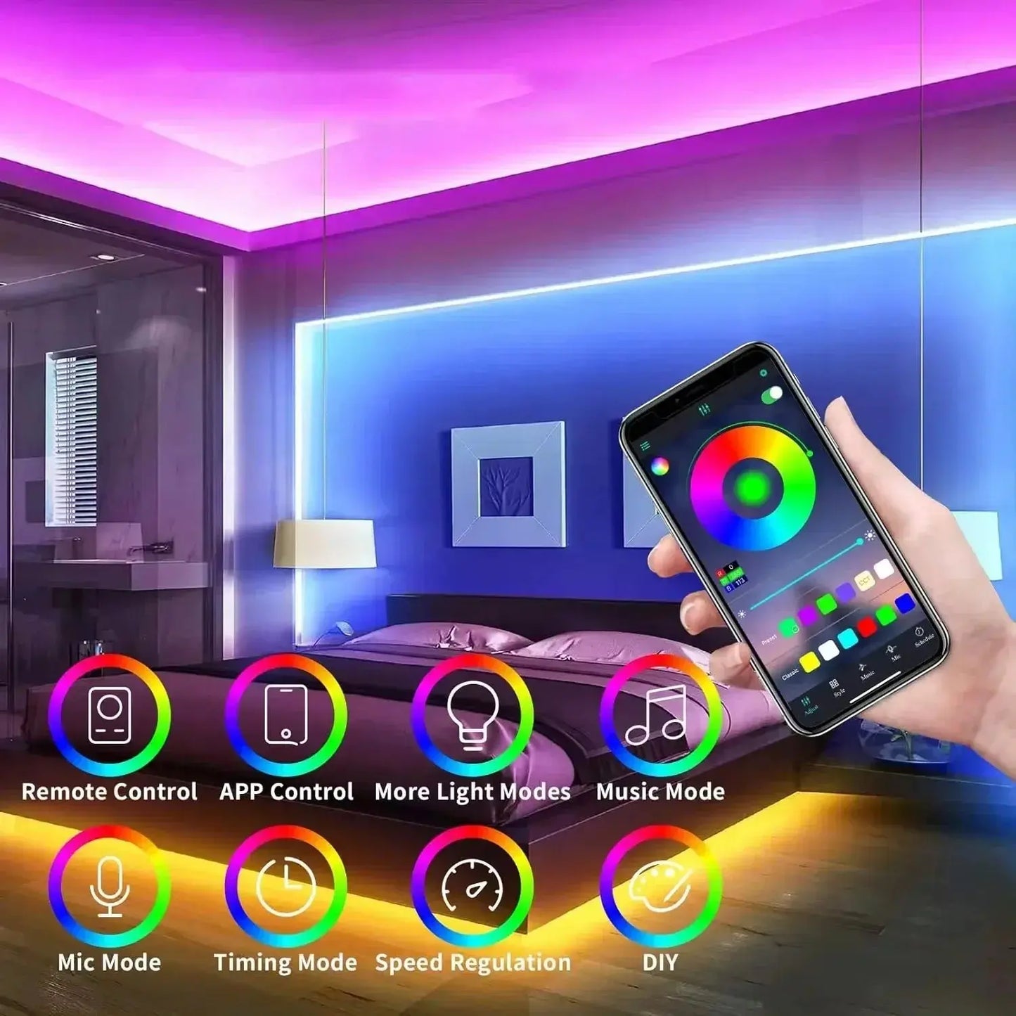 DC5V USB RGB Neon LED Strip Light 1/2/3/5M IP65 Waterproof Neon Strip Bluetooth App and Remote Control For Neon Decortion Light - HortonBe