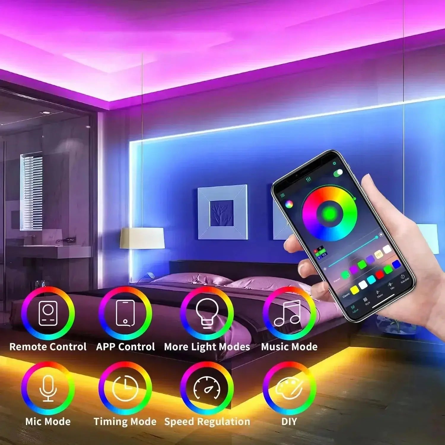 DC5V USB RGB Neon LED Strip Light 1/2/3/5M IP65 Waterproof Neon Strip Bluetooth App and Remote Control For Neon Decortion Light - HortonBe