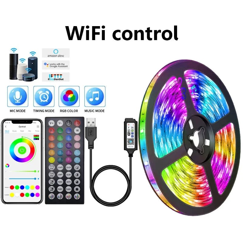 Led Strip Lights Music Sync RGB LED Lights Bluetooth APP Control USB 5V Flexible Lamp Tape for TV Backlight Room Party Decoratio (Copy) - HortonBe