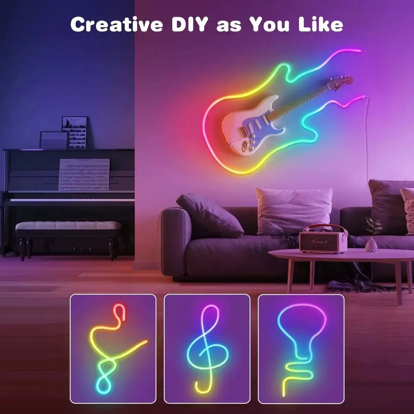 DC5V USB RGB Neon LED Strip Light 1/2/3/5M IP65 Waterproof Neon Strip Bluetooth App and Remote Control For Neon Decortion Light - HortonBe