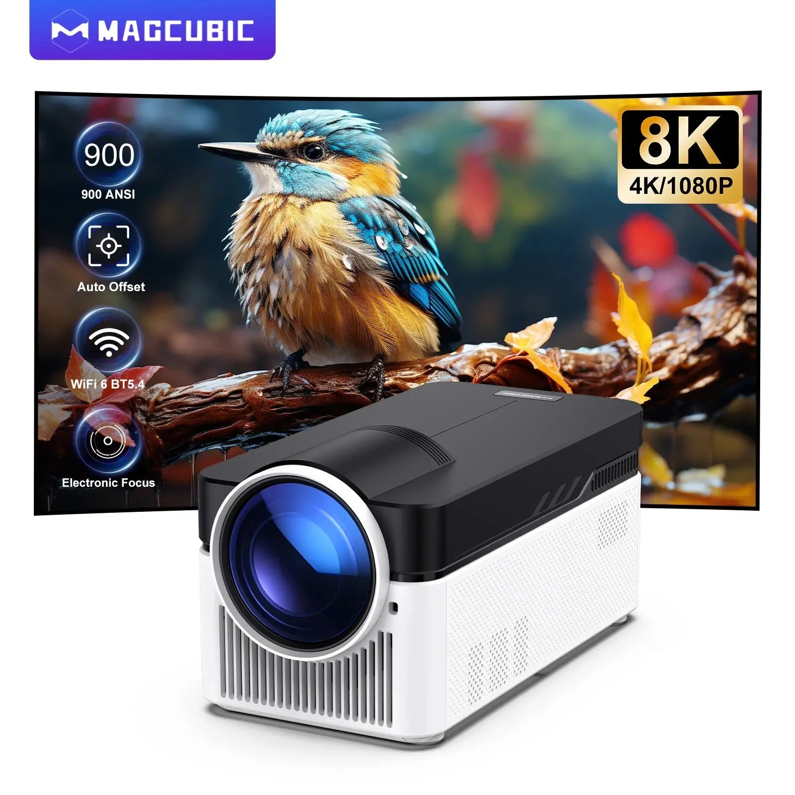 Magcubic 900ANSI HY450 Proiector 8K 4K 1080p Ultra Short Throw Auto Offset Voice Assistant BT5.4 HortonBe