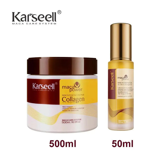 arseell Collagen Hair Treatment Deep Repair Hair Mask 500ml + Argan Oil Hair Serum 50ml for Dry Damaged Hair All Hair Types HortonBe