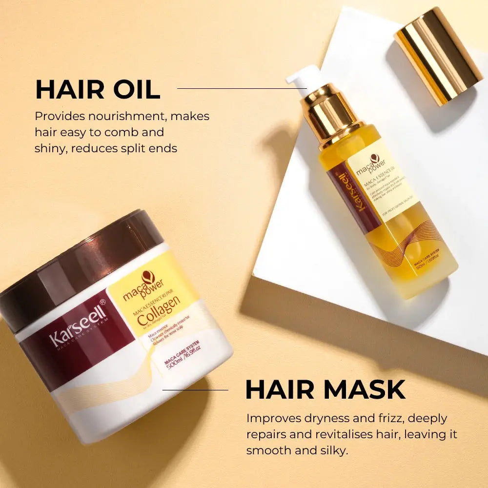 arseell Collagen Hair Treatment Deep Repair Hair Mask 500ml + Argan Oil Hair Serum 50ml for Dry Damaged Hair All Hair Types HortonBe