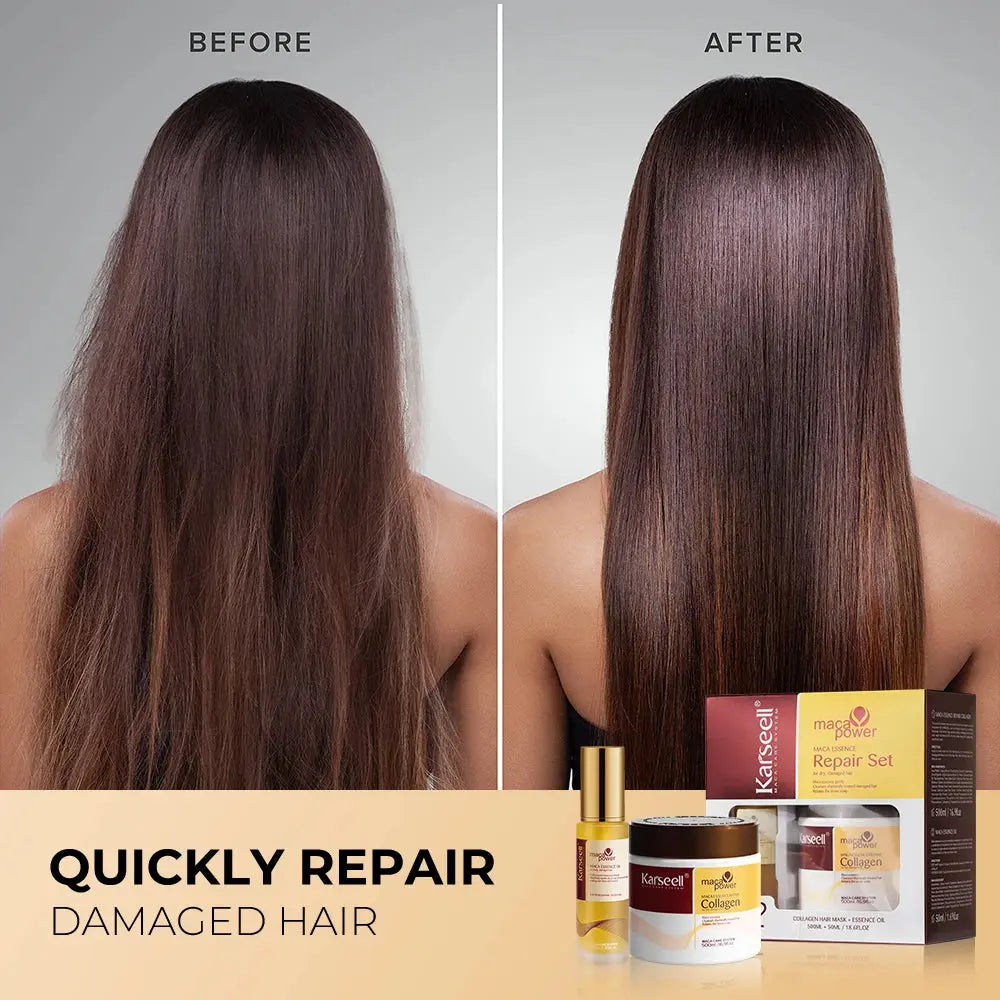 arseell Collagen Hair Treatment Deep Repair Hair Mask 500ml + Argan Oil Hair Serum 50ml for Dry Damaged Hair All Hair Types HortonBe