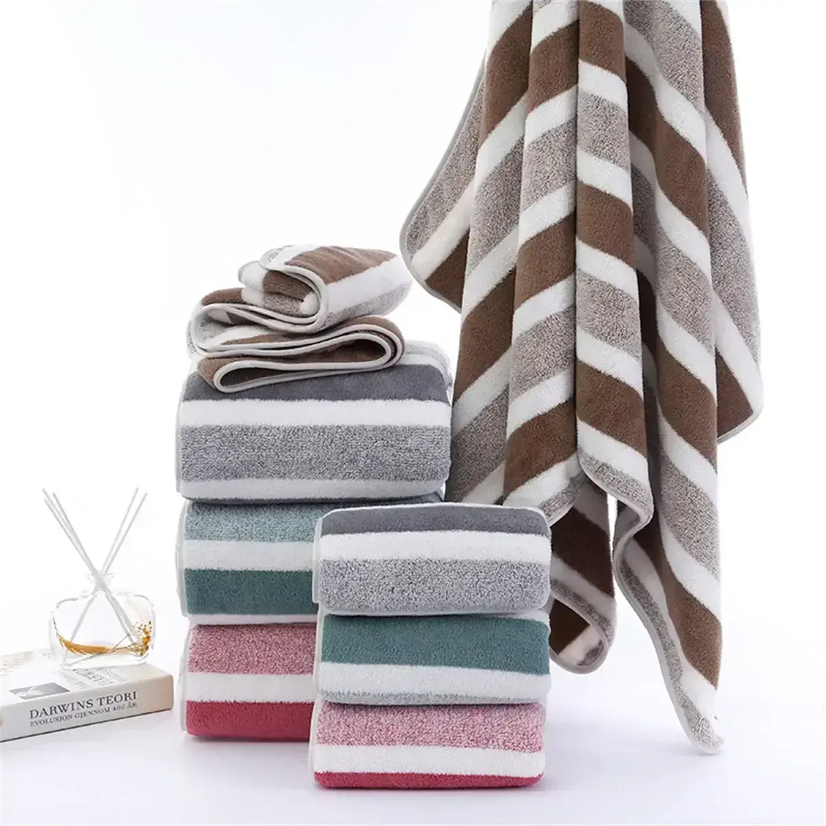 Quick-Drying Striped Towel Set For Soft And Absorbent Bathroom Experience Bath Towel Or Hand Towel HortonBe
