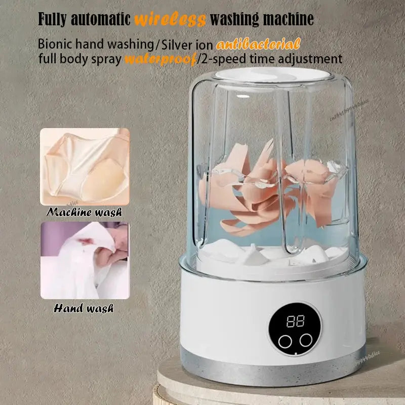 New Wireless Washing Machine Portable Travel Underwear And Socks Laundry Bucket,  Charging Mini Clothes Washing Cup 2-speed Time HortonBe