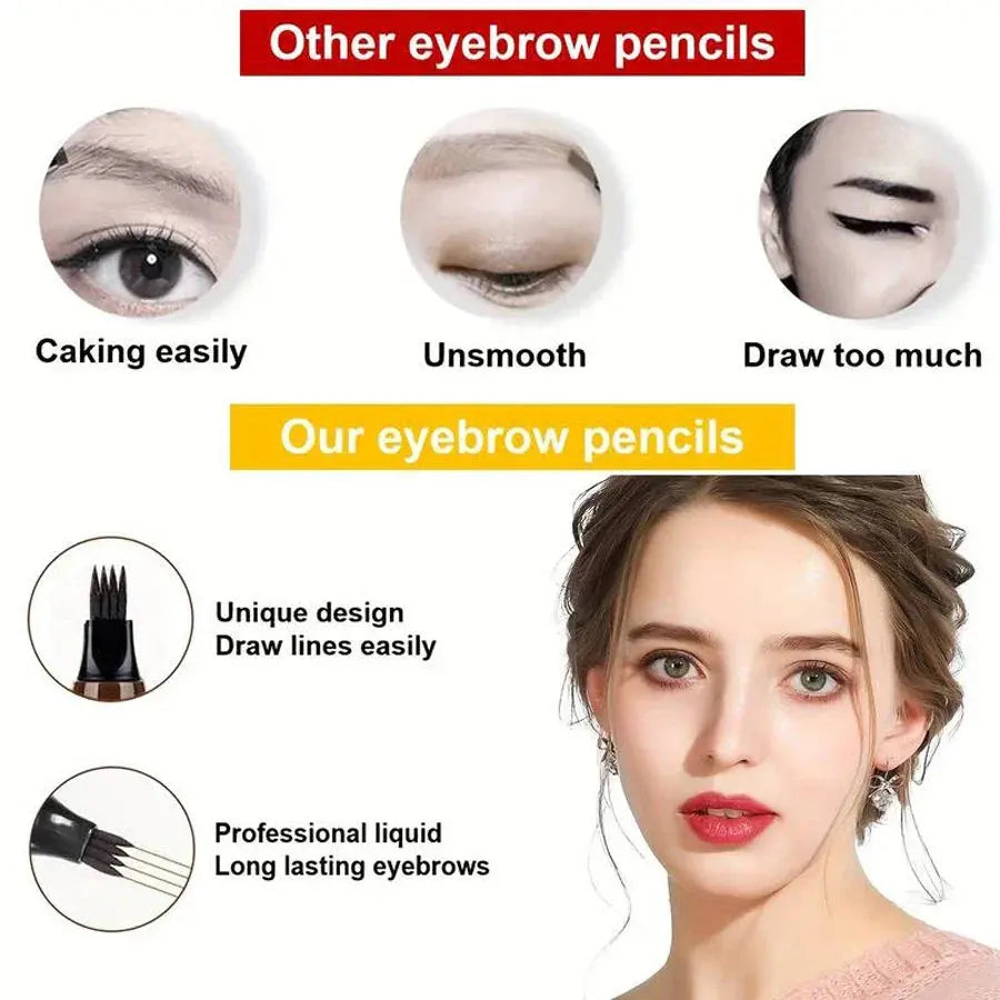 Waterproof Eyebrow Pen, Microblading Eyebrow Pencil With 4 Split Head, Natural Looking Brows Makeup ( 5 Colors) HortonBe