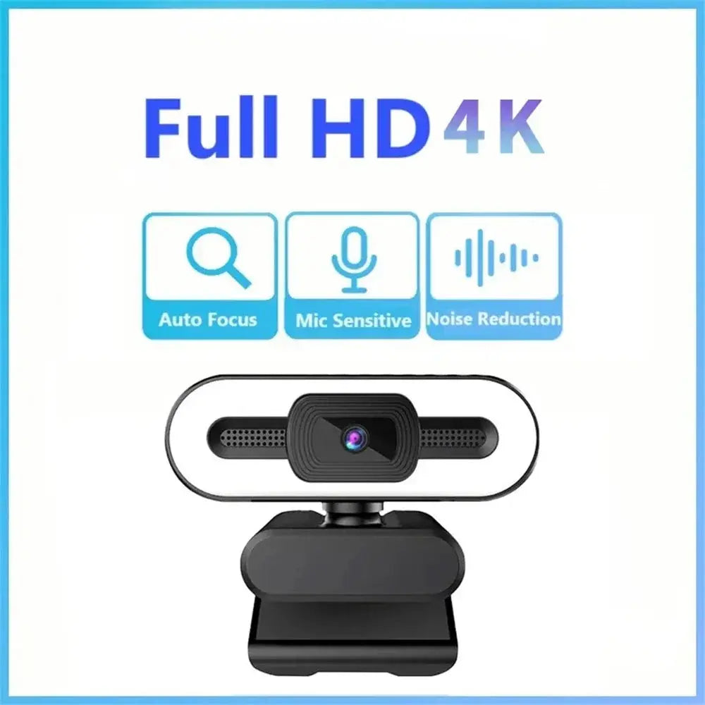 Portable Full HD 1080P 2K 4K Webcam PC Laptop Auto Focus Webcam Live Streaming Flexible with Microphone Live Broadcast withLight HortonBe