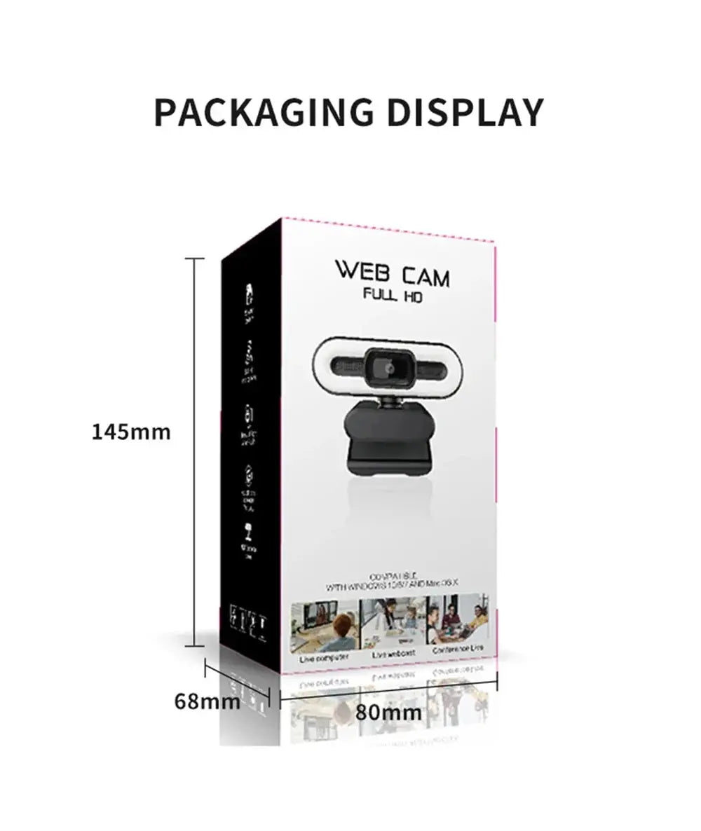 Portable Full HD 1080P 2K 4K Webcam PC Laptop Auto Focus Webcam Live Streaming Flexible with Microphone Live Broadcast withLight HortonBe