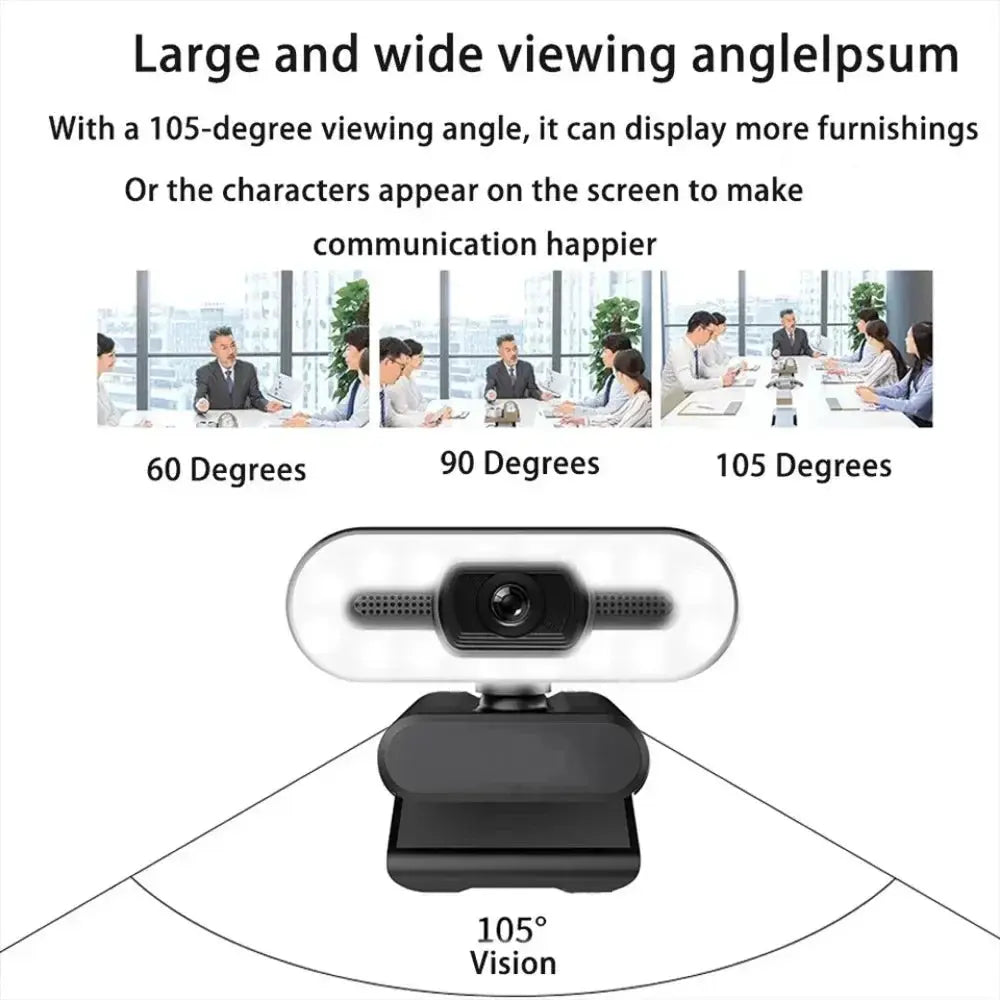 Portable Full HD 1080P 2K 4K Webcam PC Laptop Auto Focus Webcam Live Streaming Flexible with Microphone Live Broadcast withLight HortonBe