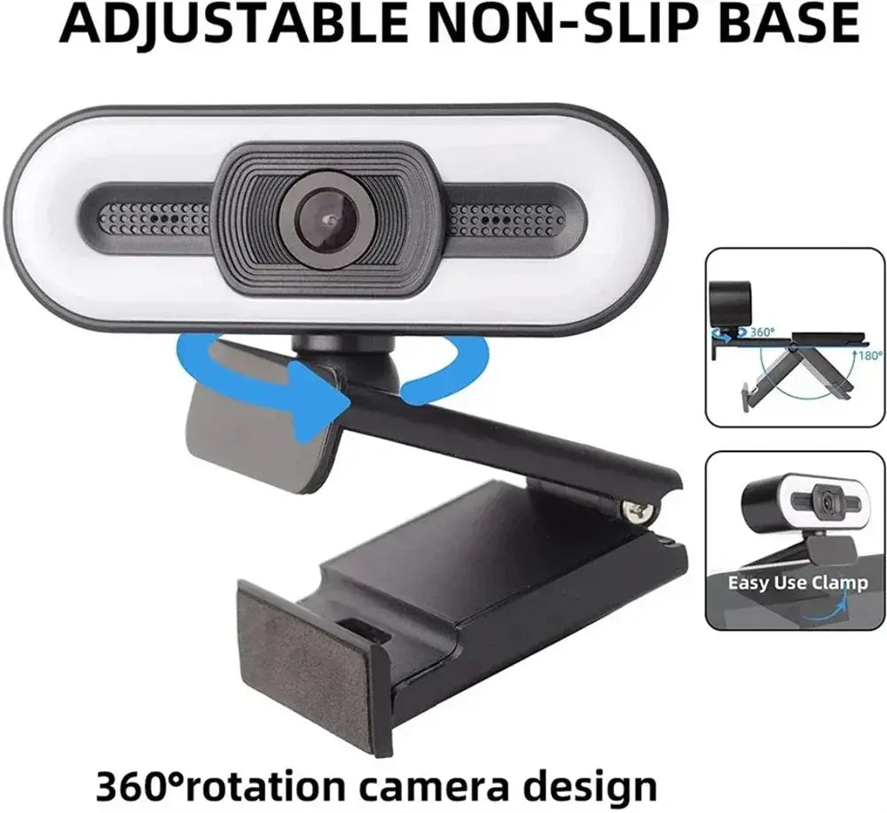 Portable Full HD 1080P 2K 4K Webcam PC Laptop Auto Focus Webcam Live Streaming Flexible with Microphone Live Broadcast withLight HortonBe